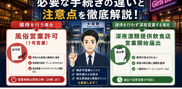 【2026年最新版】大宮でバー・ガールズバーを開業するには?風俗営業許可と深夜営業届出を行政書士が徹底解説