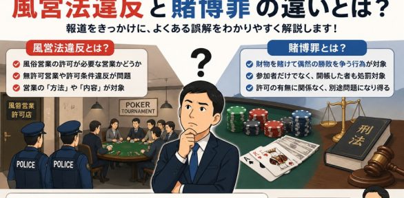 ポーカー大会への警察の捜索。風営法違反なのか、それとも賭博なのか？風営法専門の行政書士が解説